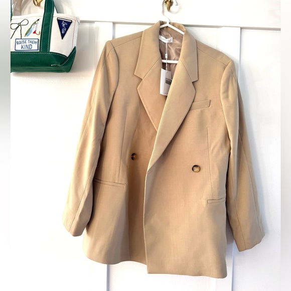 Women's Tan Double-Breasted Blazer Anine Bing Kaia M - Picture 4 of 4